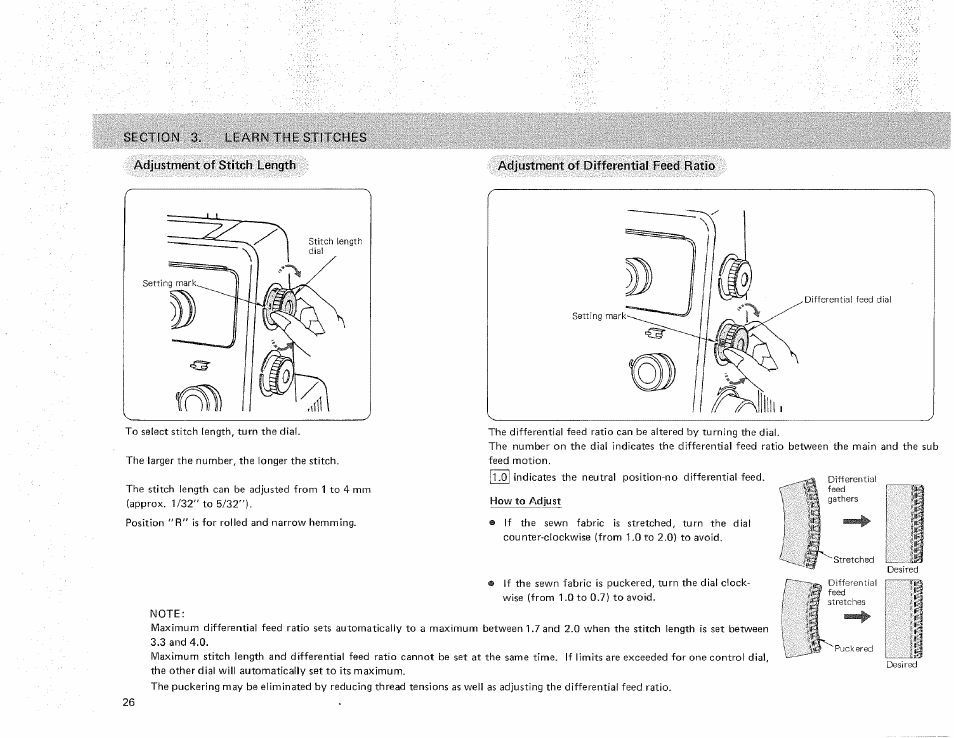 Adjustment of differential feed ratio | Sears OVERLOCK 3/4D 385.16631 User Manual | Page 31 / 53