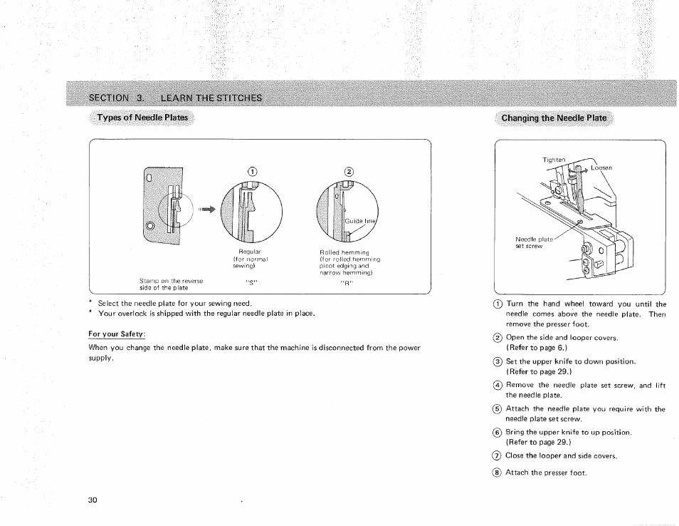 Changing the needle plate | Sears OVERLOCK 3/4D 385.16631 User Manual | Page 35 / 53