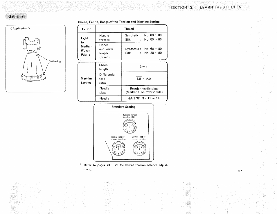 Gathering | Sears OVERLOCK 3/4D 385.16631 User Manual | Page 42 / 53