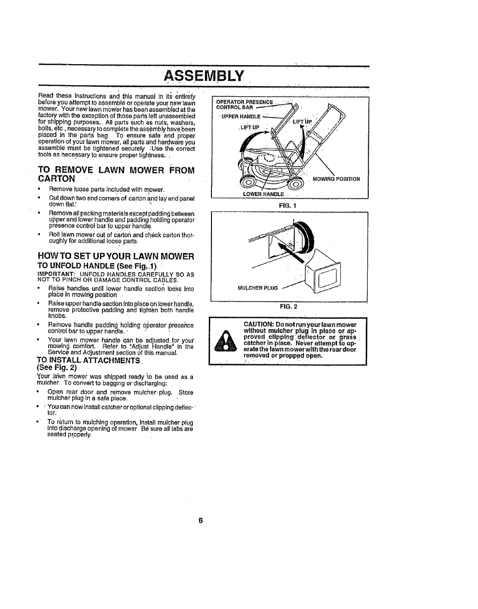 Assembly, Howto set up your lawn mower | Sears 917386121 User Manual | Page 6 / 24