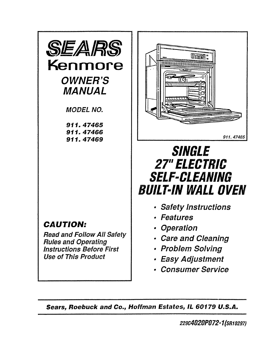 Sears KENMORE 911.47466 User Manual | 50 pages