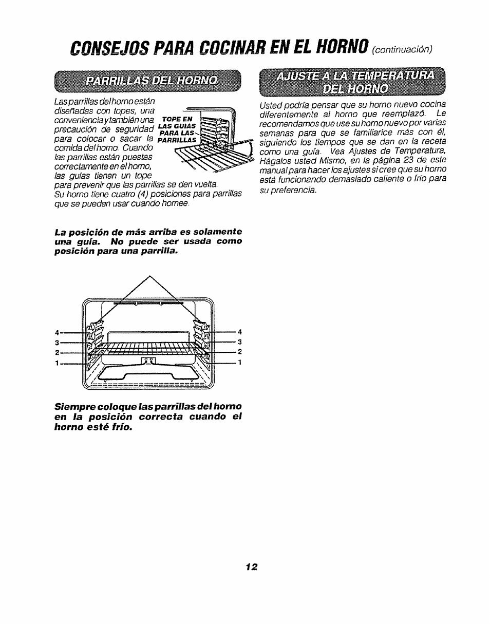 Consejos para cocinar en el horno | Sears KENMORE 911.47466 User Manual | Page 37 / 50