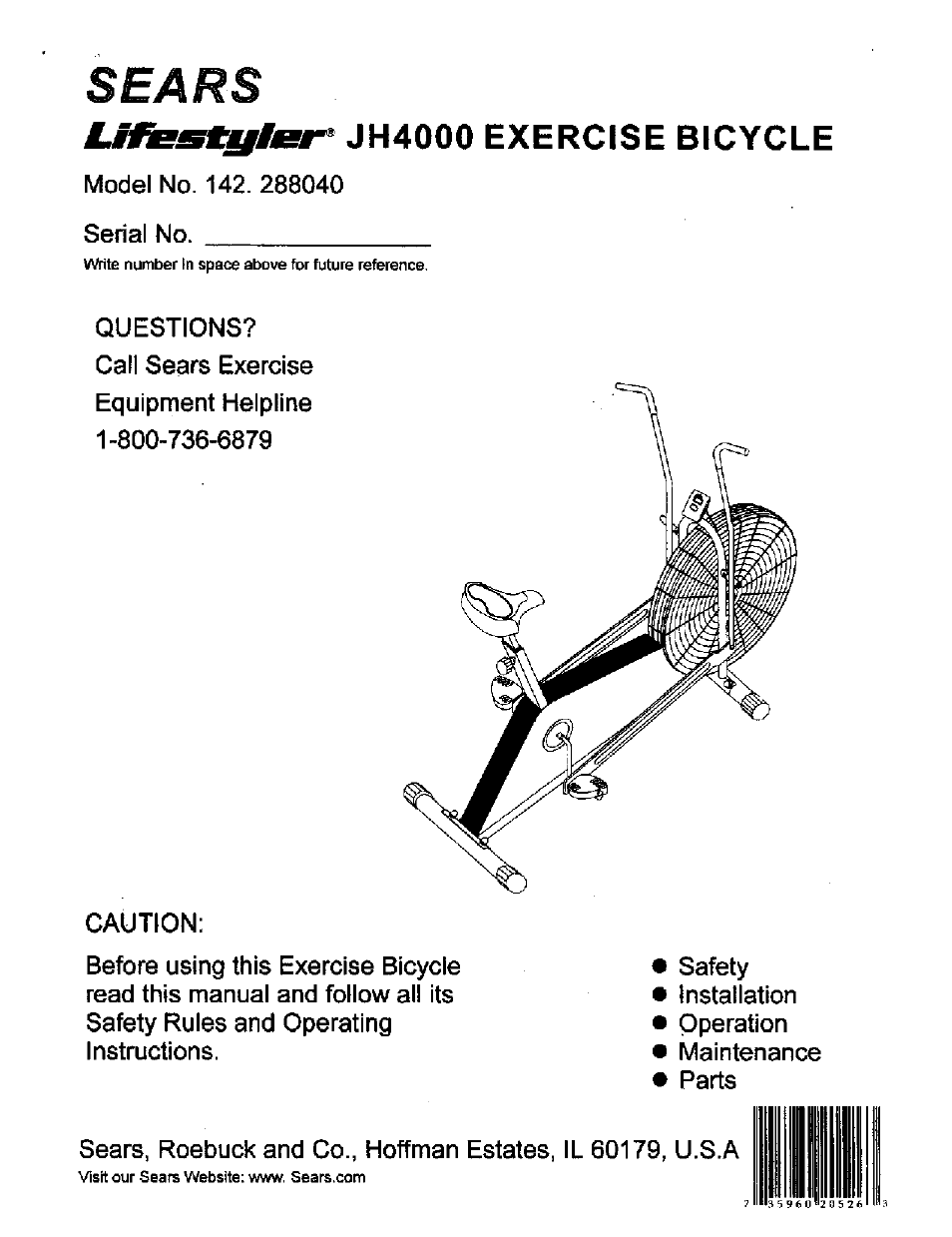 Sears Lifestyler 142.288040 User Manual | 12 pages