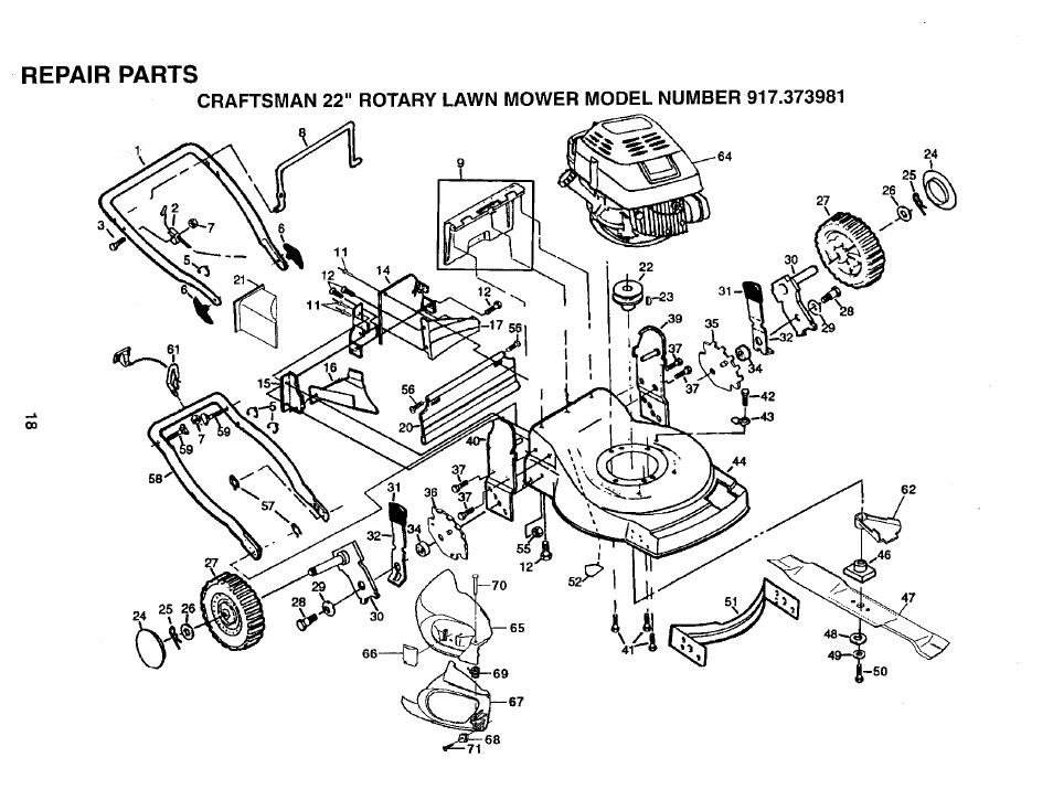 Repair parts | Sears 917.373981 User Manual | Page 18 / 26