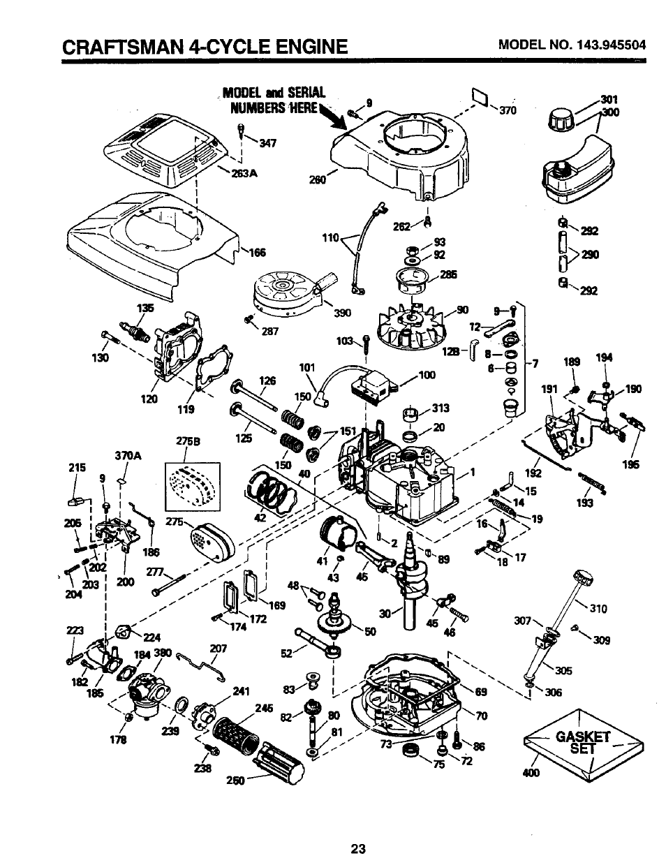 Mooa and serial numbers here | Sears 917.373981 User Manual | Page 23 / 26