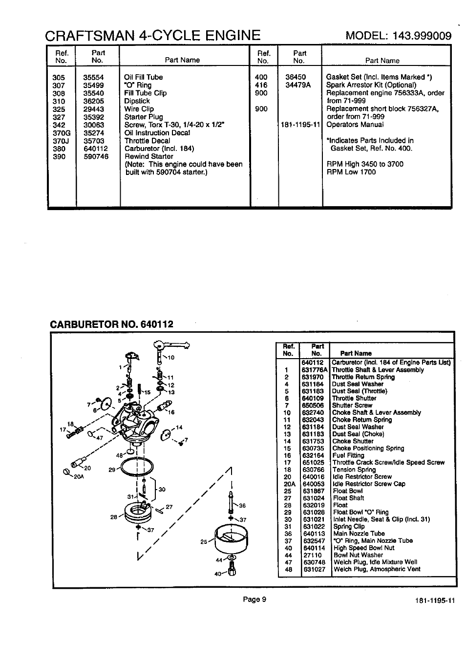 Craftsman 4-cycle engine | Sears 143.999 User Manual | Page 10 / 12