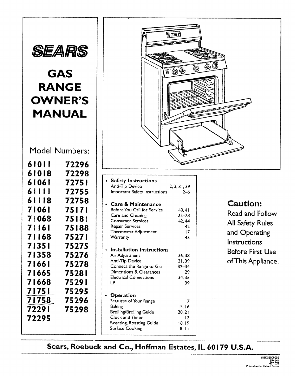 Sears 61118 User Manual | 44 pages