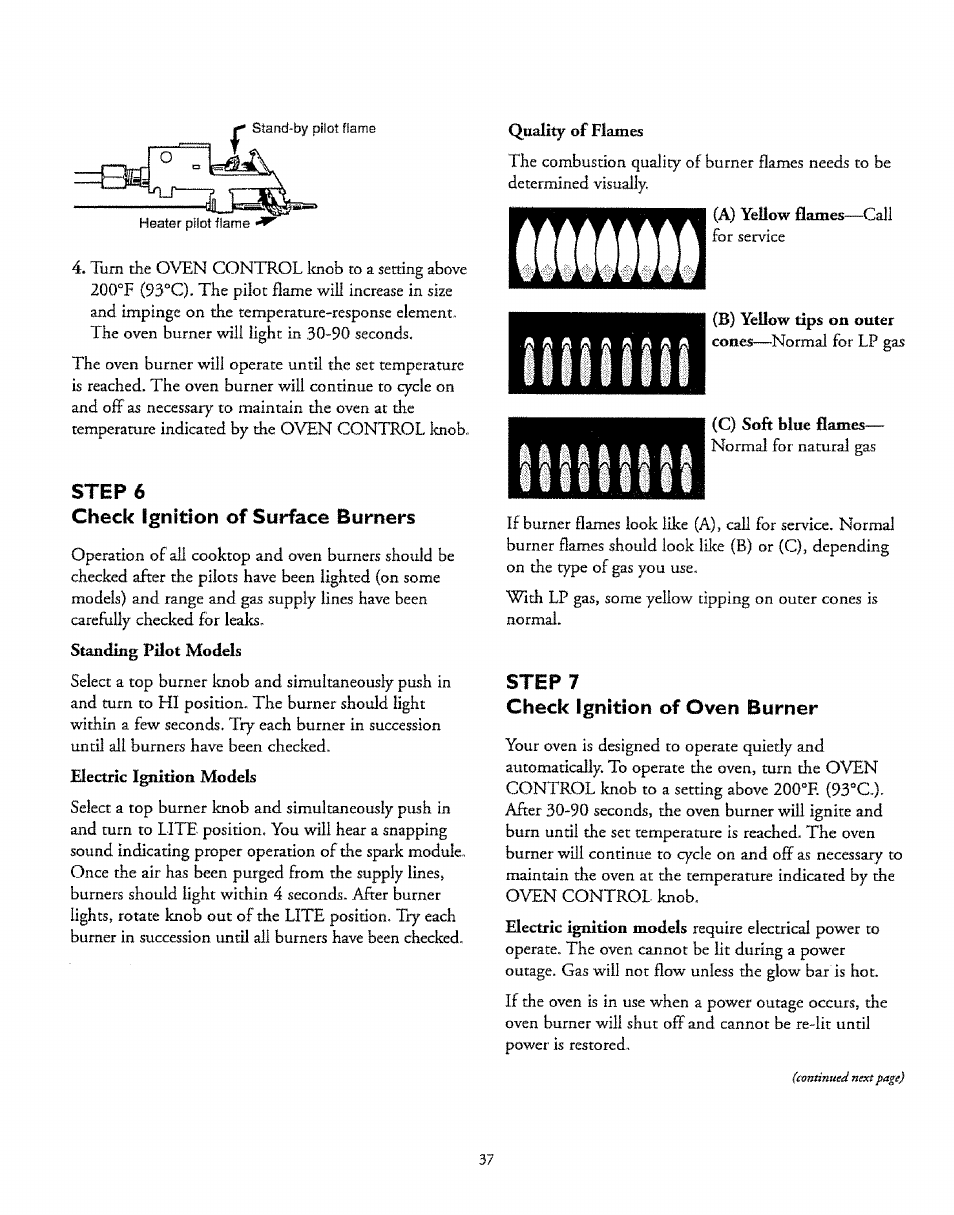 Step 6, Check ignition of surface burners, Check ignition of oven burner | И1и1и1 | Sears 61118 User Manual | Page 37 / 44