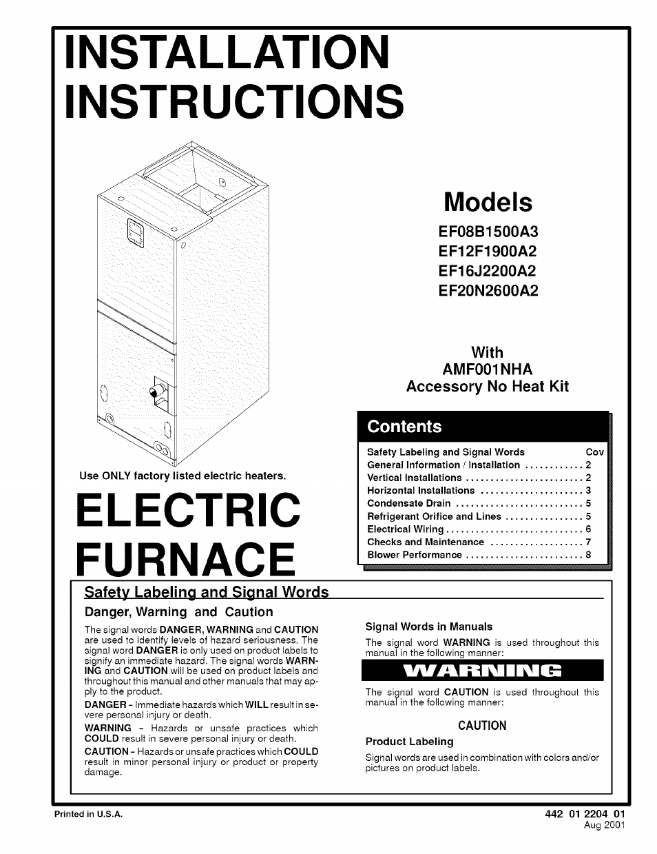 Sears EF12F1900A2 User Manual | 12 pages