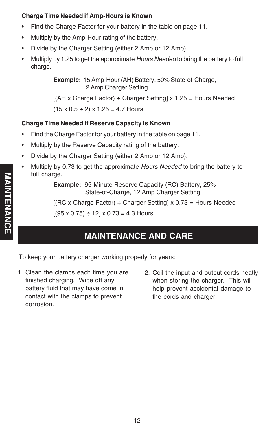 Safety parts troubleshooting operation maintenance, Maintenance and care | Sears 200.713121 User Manual | Page 12 / 16