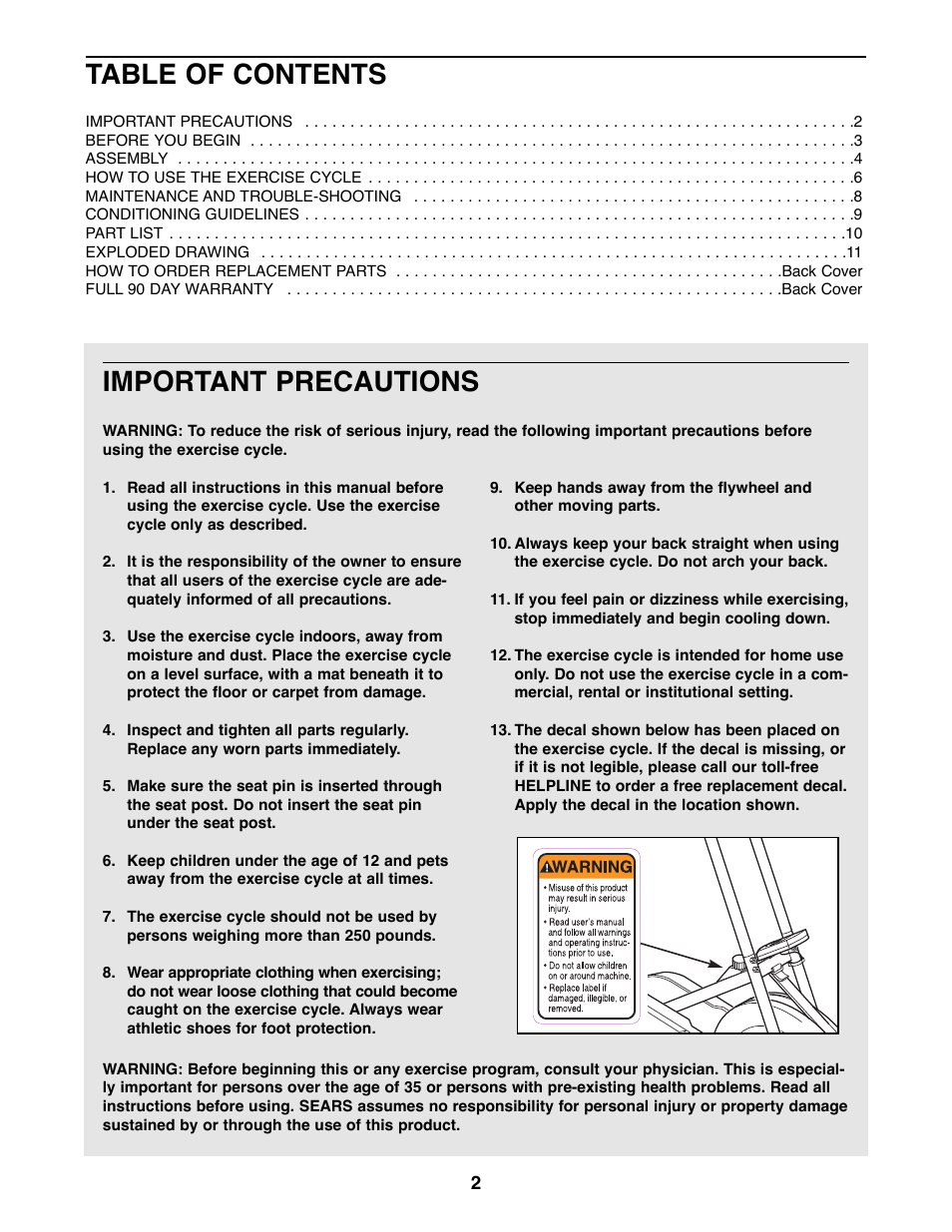 Sears 831.288140 User Manual | Page 2 / 12