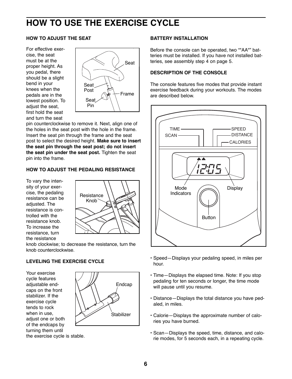 How to use the exercise cycle | Sears 831.288140 User Manual | Page 6 / 12
