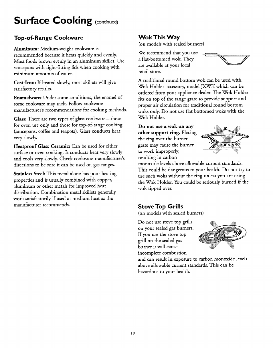 Wok this way, Stove top grills, Aurtace | Sears 72671 User Manual | Page 10 / 47