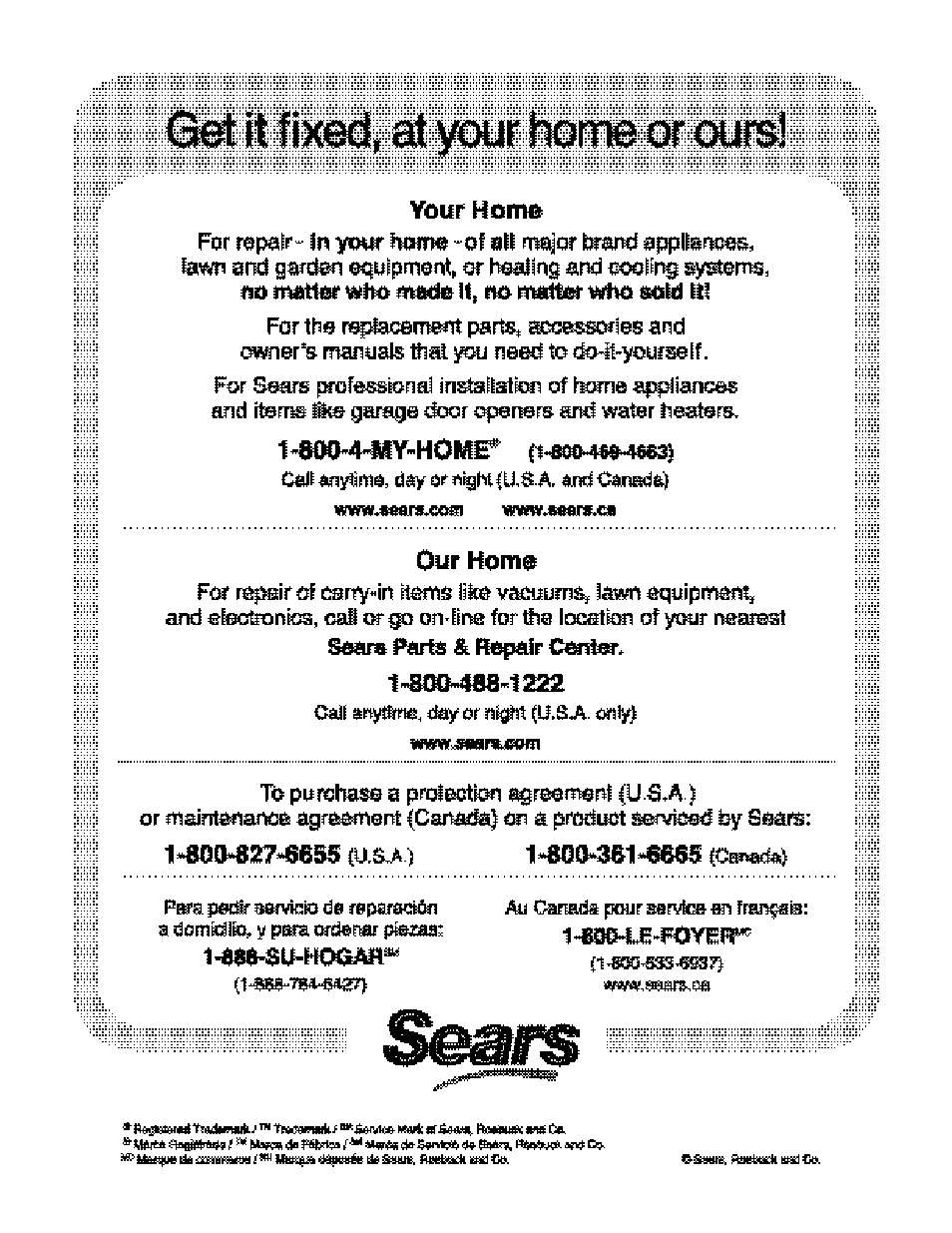 Sears 316.35084 User Manual | Page 28 / 28