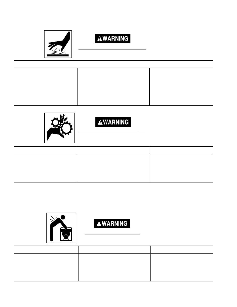 Risk from lifting, Risk of moving parts, Risk of hot surfaces | Sears Companion 919.329110 User Manual | Page 8 / 46