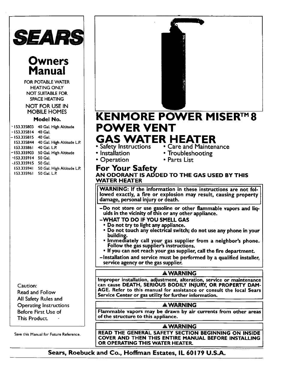 Sears POWER MISER 153.335914 User Manual | 36 pages