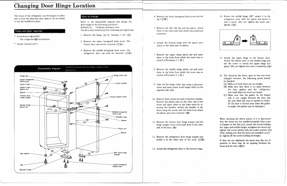 Changing door hinge location | Sears 302124 User Manual | Page 4 / 5