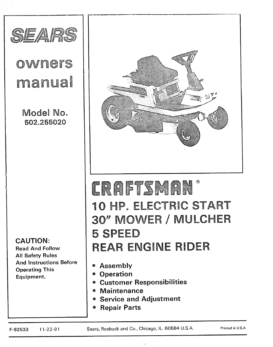 Sears 502.25502 User Manual | 32 pages