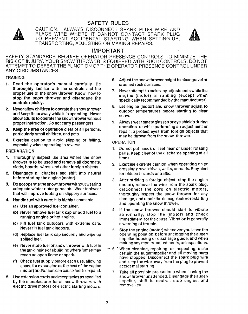 Important, Safety rules | Sears Craftsman 536.886531 User Manual | Page 2 / 44