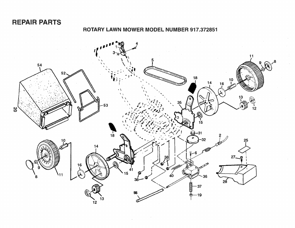 Repair parts | Sears 917.372851 User Manual | Page 20 / 28