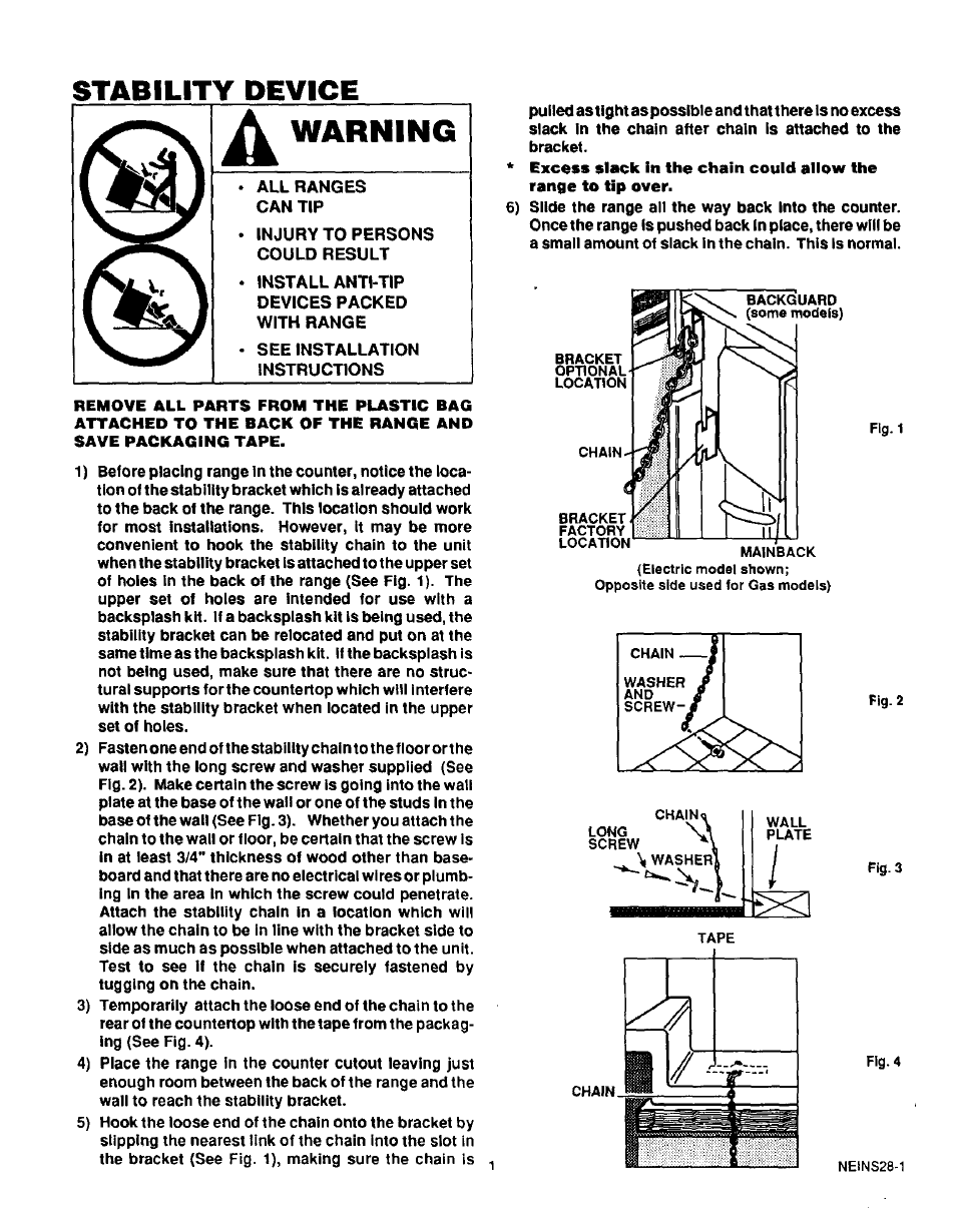 Stability device, Warning | Sears KENMORE 36745 User Manual | Page 2 / 25