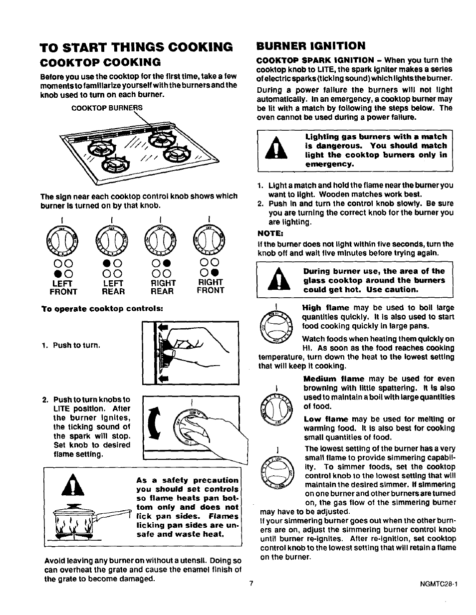 Cooktop cooking, Burner ignition, Cooktop cooking ,8 | Burner ignition ,12, O b o o | Sears KENMORE 36745 User Manual | Page 8 / 25