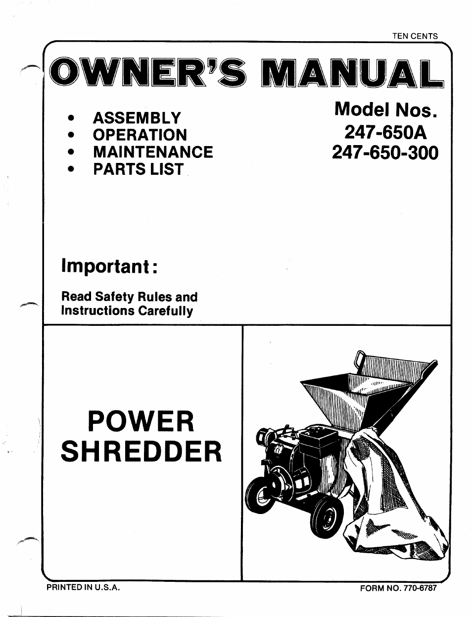 Sears 247-650A User Manual | 12 pages