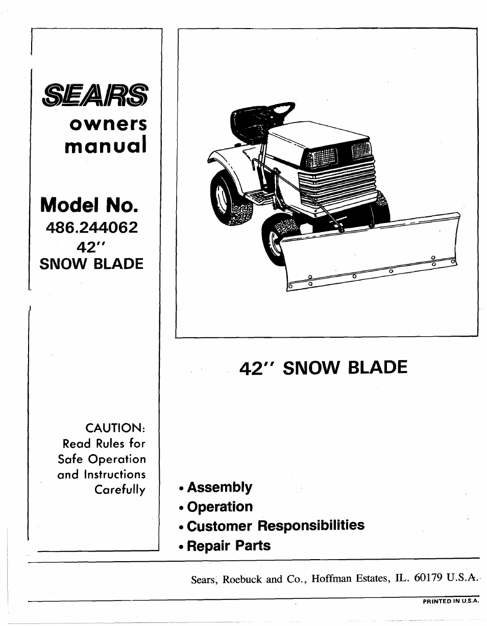 Sears 486.244062 User Manual | 16 pages