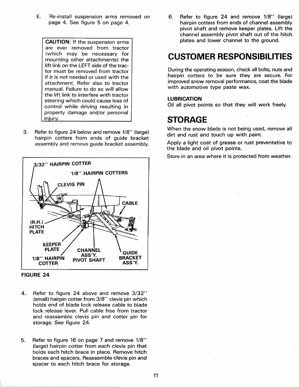 Customer responsibilities, Storage | Sears 486.244062 User Manual | Page 11 / 16