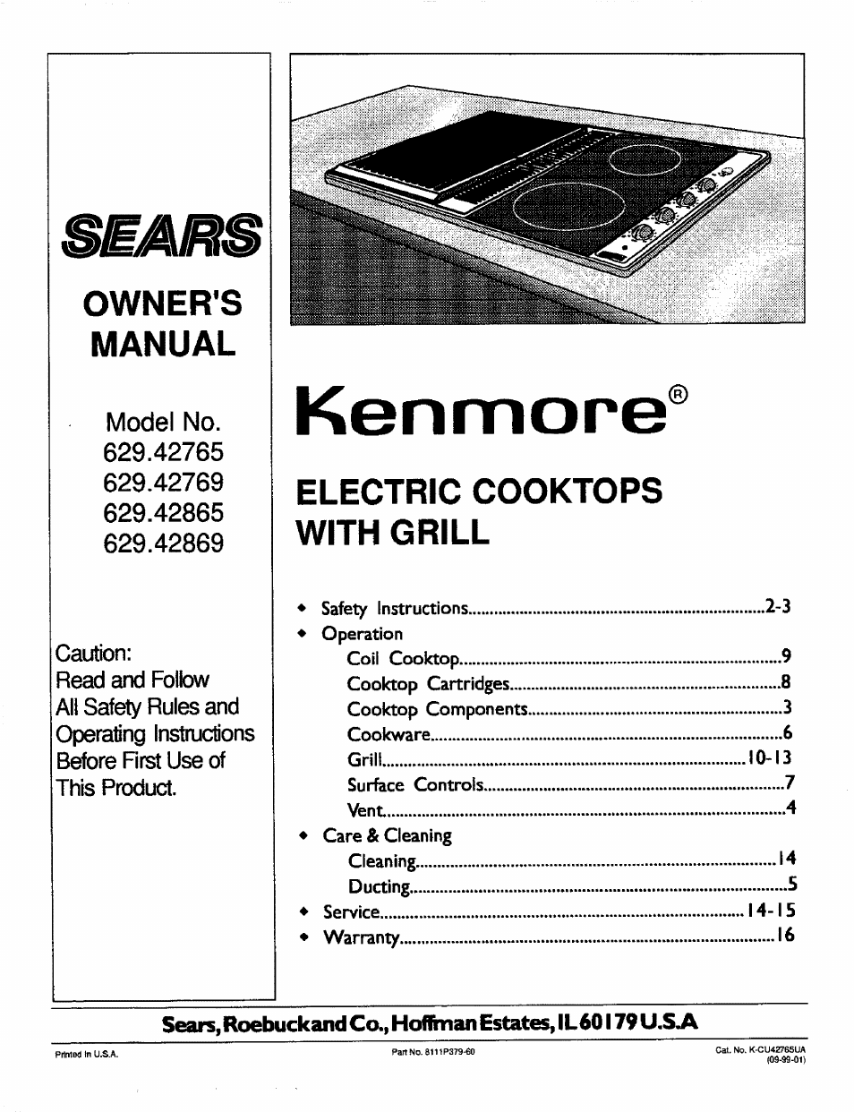 Sears 629.42869 User Manual | 16 pages