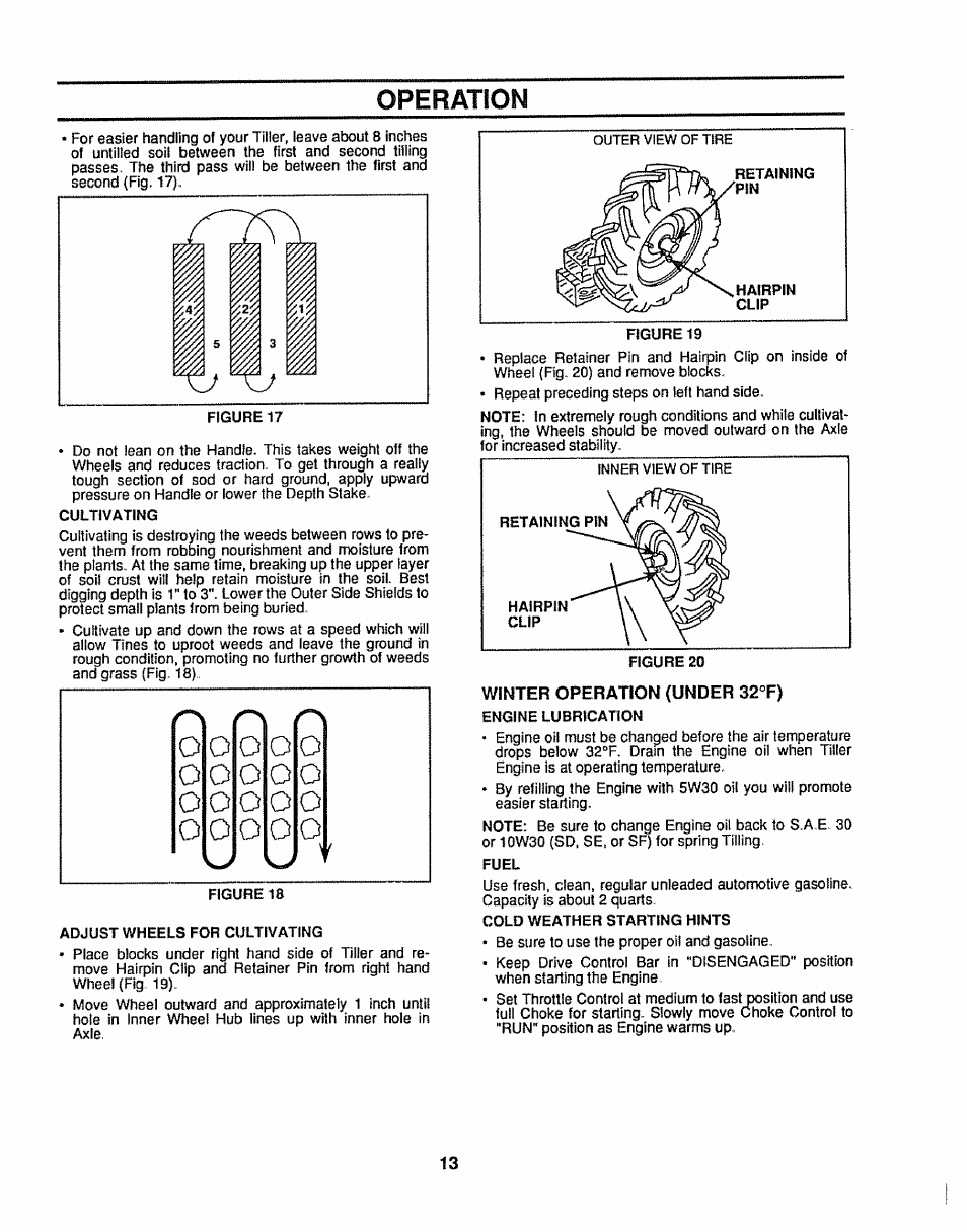 Winter operation (under 32°f), Operation | Sears 917.299642 User Manual | Page 13 / 36