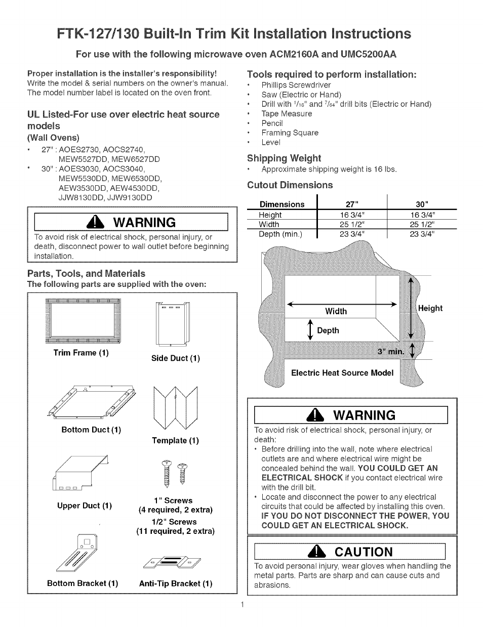 Sears FTK-130 User Manual | 4 pages