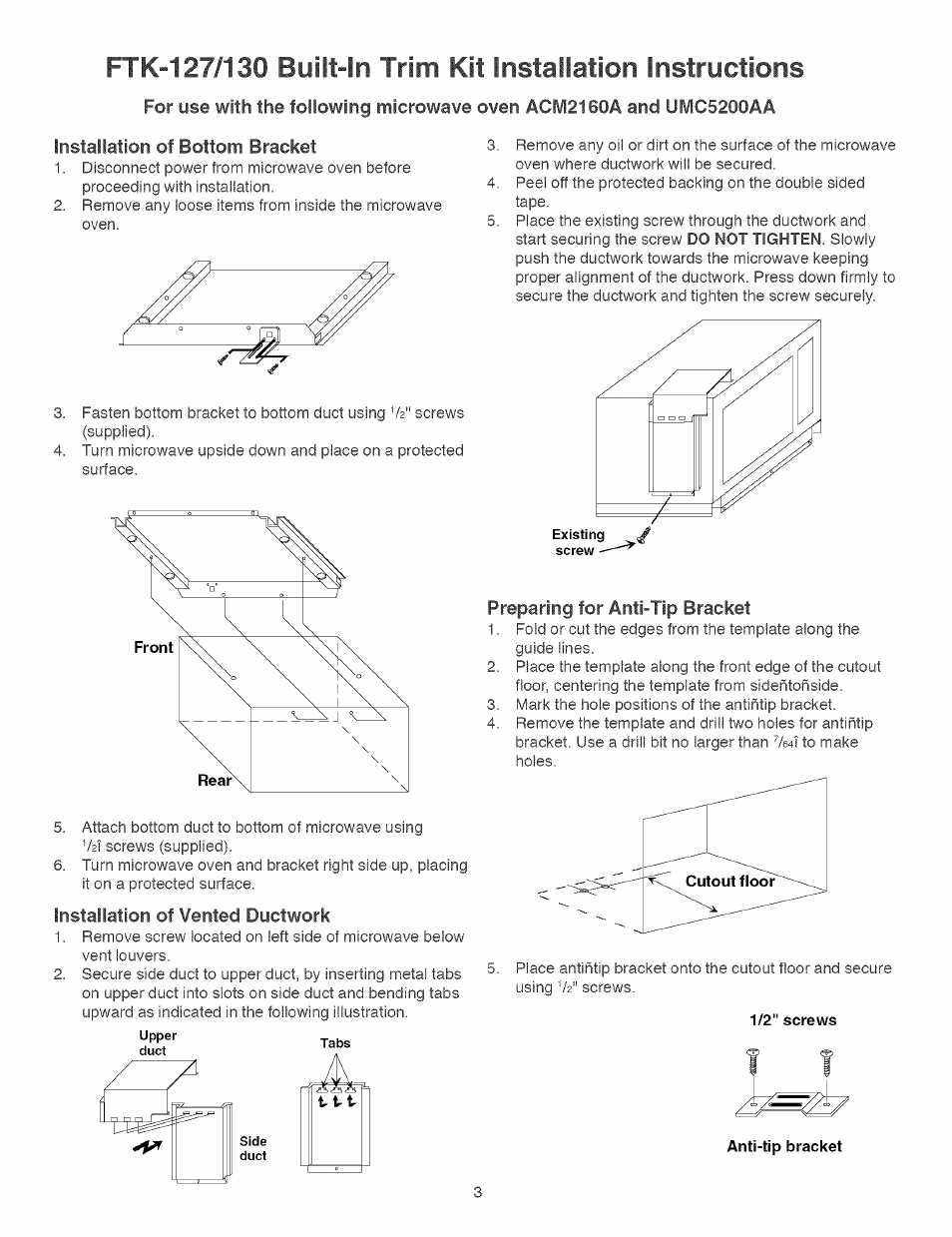 1/2" screws | Sears FTK-130 User Manual | Page 3 / 4