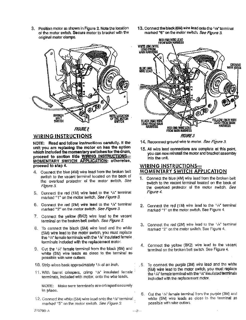 Wiring instructions | Sears 279787 User Manual | Page 3 / 4