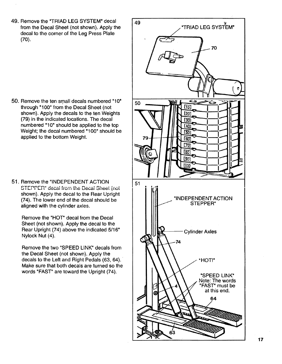 Sears LIFESTULER SYSTEM 40 831.15931 User Manual | Page 17 / 24