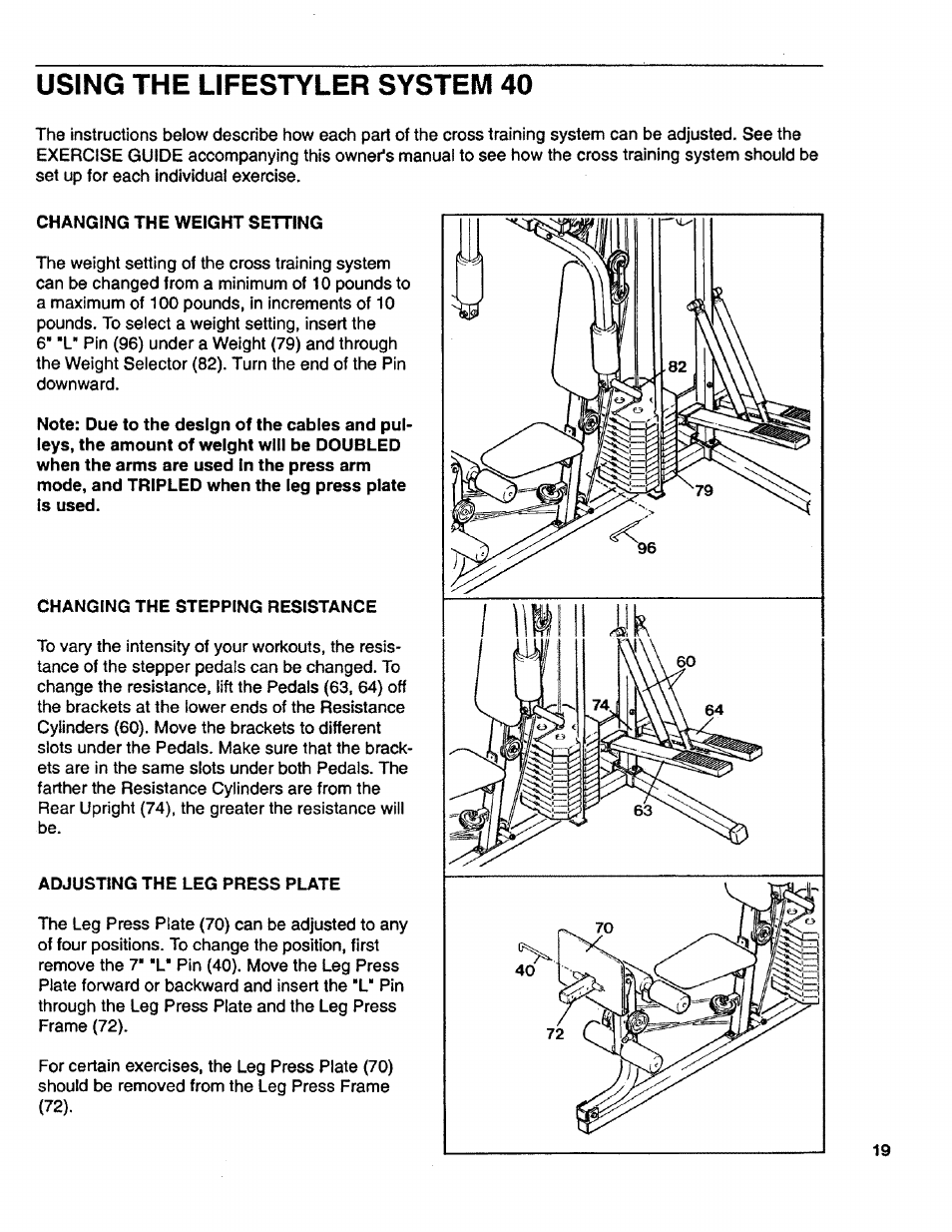 Using the lifestyler system 40 | Sears LIFESTULER SYSTEM 40 831.15931 User Manual | Page 19 / 24