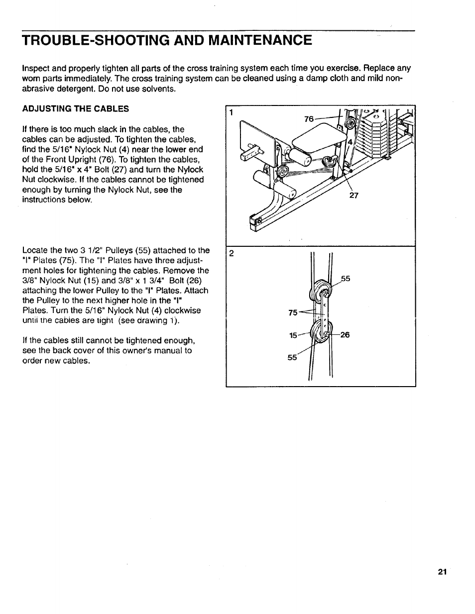 Trouble-shooting and maintenance | Sears LIFESTULER SYSTEM 40 831.15931 User Manual | Page 21 / 24