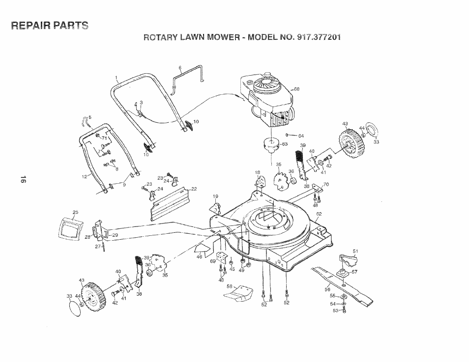 Parts, Repair | Sears 975502 User Manual | Page 16 / 24