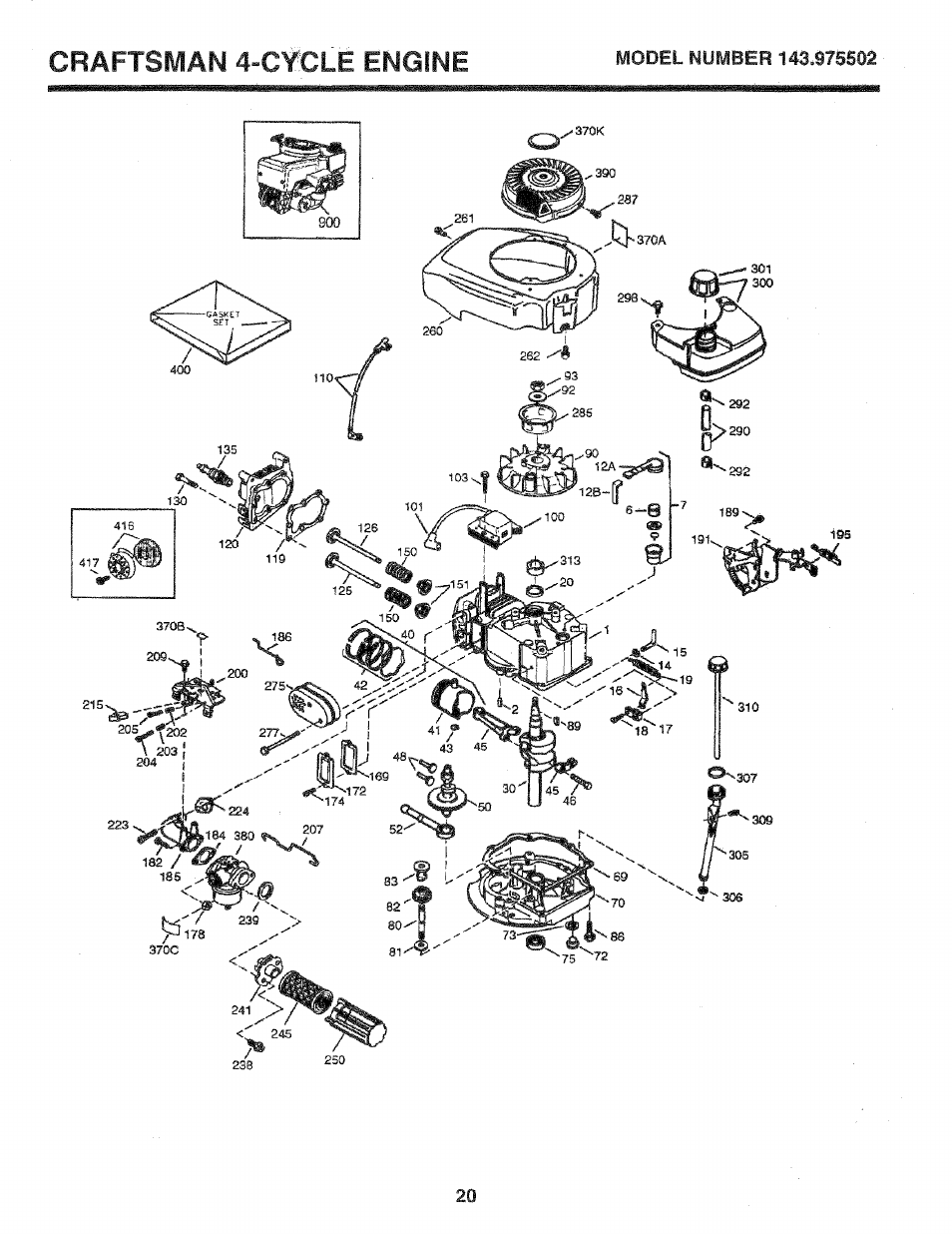 Craftsman 4-cycle engine | Sears 975502 User Manual | Page 20 / 24