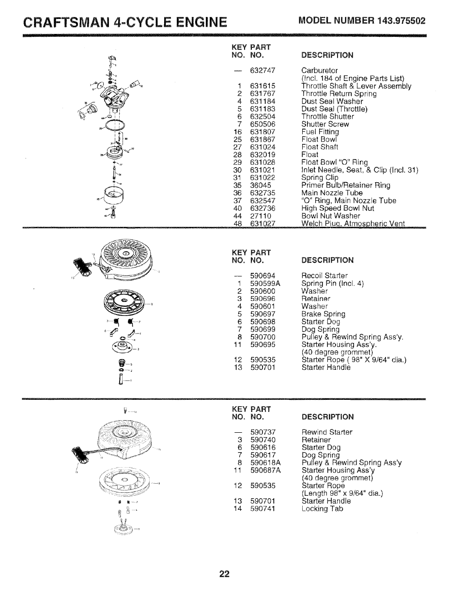 Craftsman 4-cycle engine | Sears 975502 User Manual | Page 22 / 24