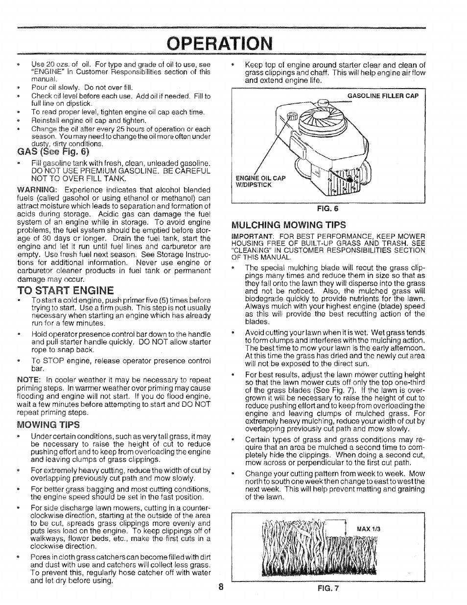 Operation | Sears 975502 User Manual | Page 8 / 24