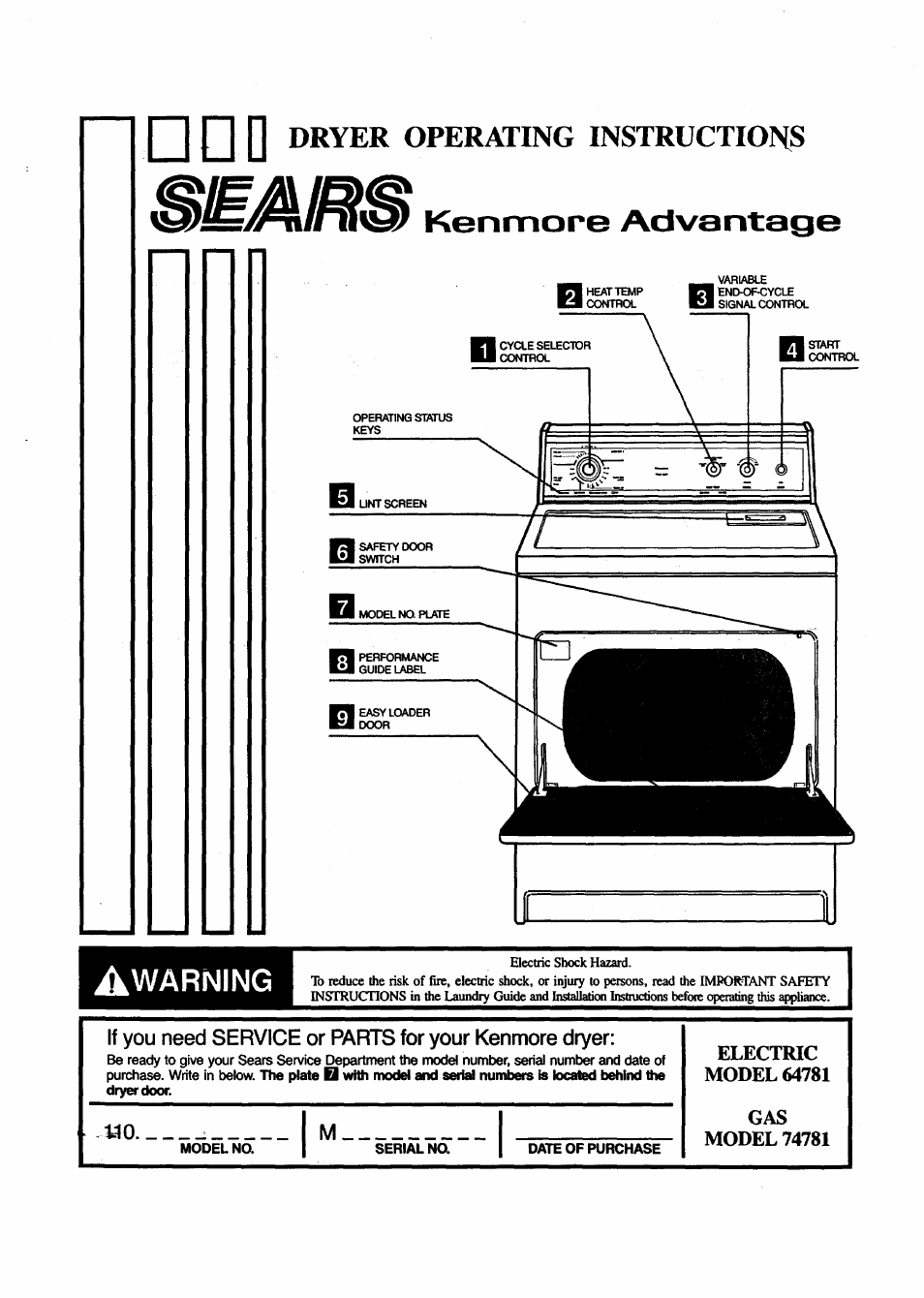 Sears 74781 User Manual | 4 pages