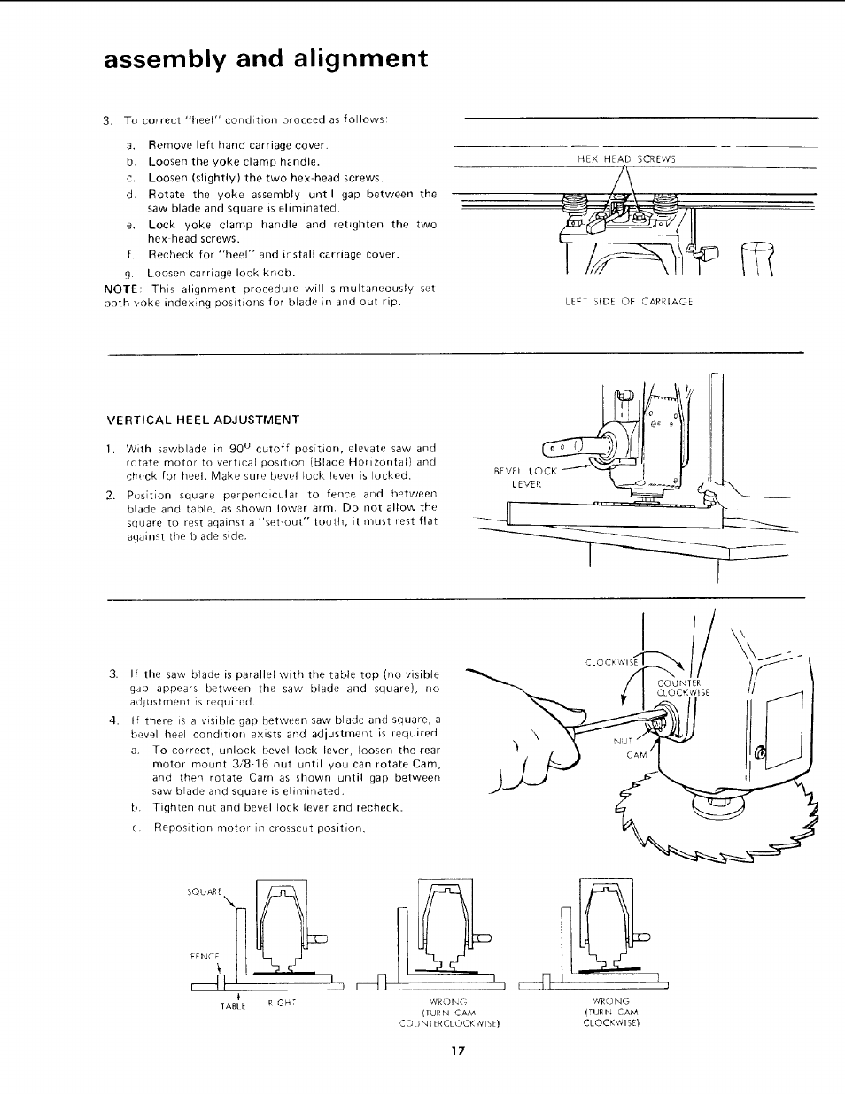 Assembly and alignment | Sears 113.19771 User Manual | Page 17 / 44