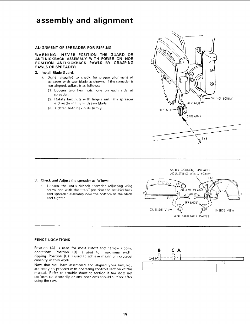 Assembly and alignment | Sears 113.19771 User Manual | Page 19 / 44