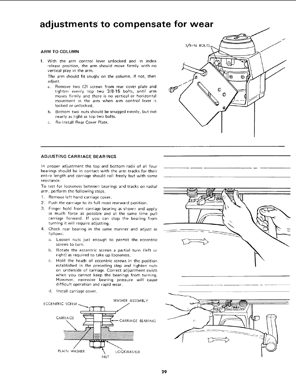 Adjustments^ to compensate for wear | Sears 113.19771 User Manual | Page 29 / 44