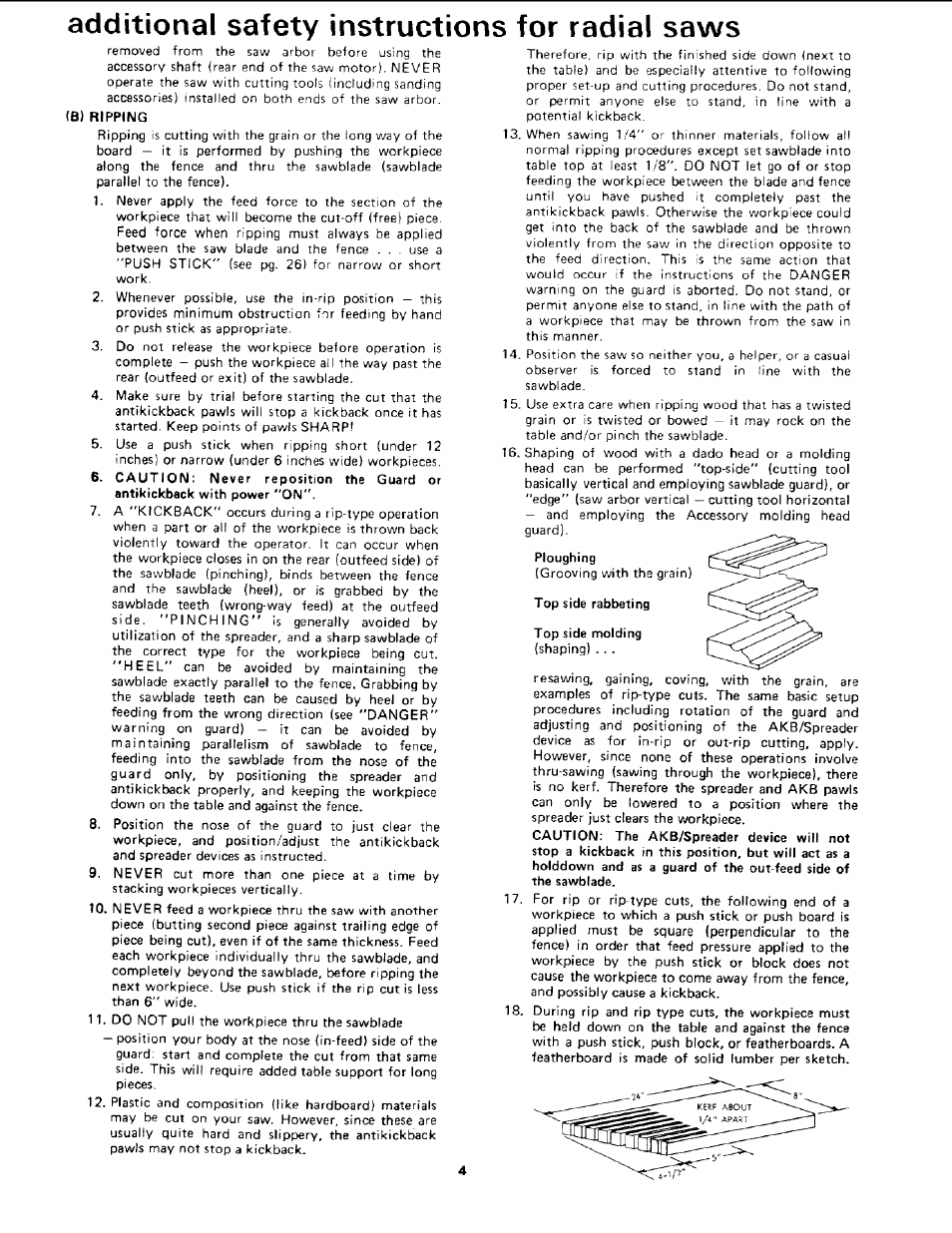 Additional safety instructions for radial saws | Sears 113.19771 User Manual | Page 4 / 44