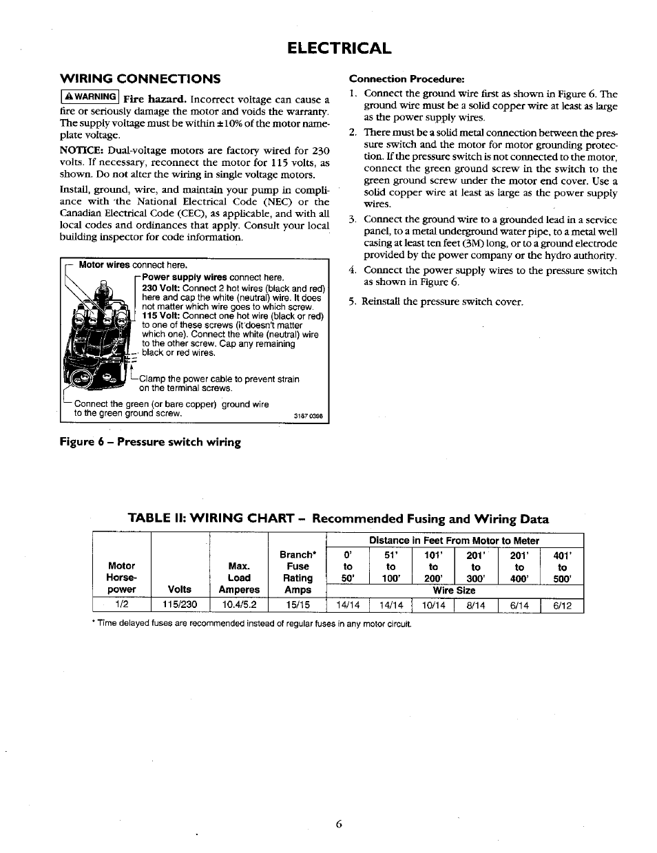 Electrical | Sears 390.2508 User Manual | Page 6 / 16