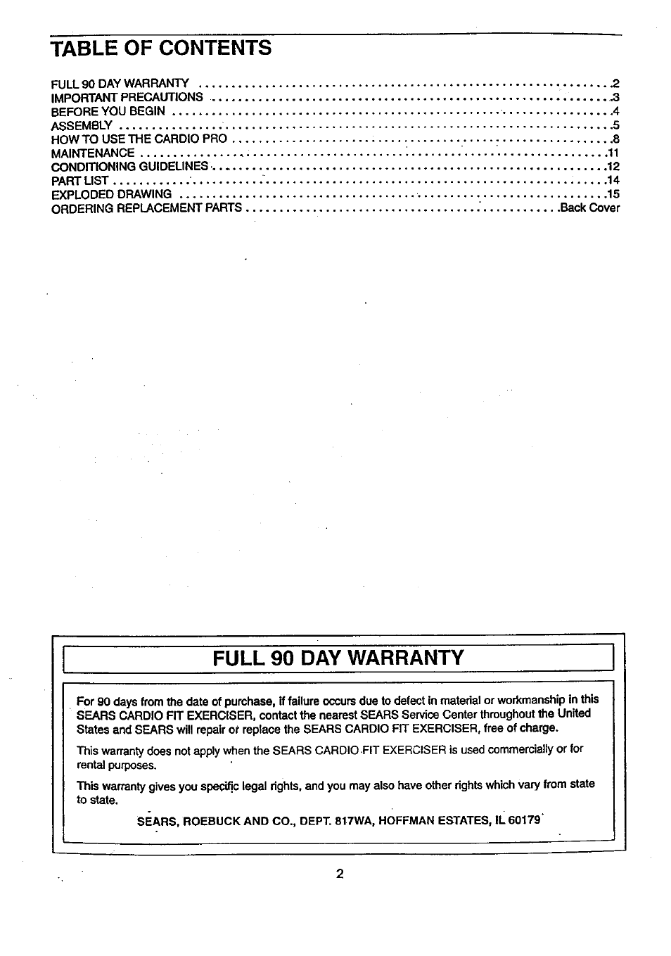 Sears 831.28782 User Manual | Page 2 / 16