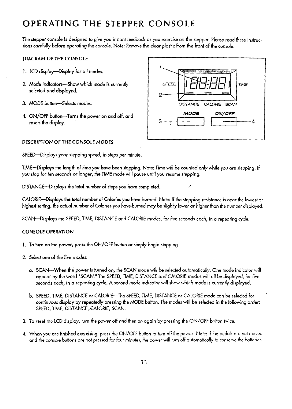 Operating the stepper console | Sears 831.15934 User Manual | Page 12 / 26