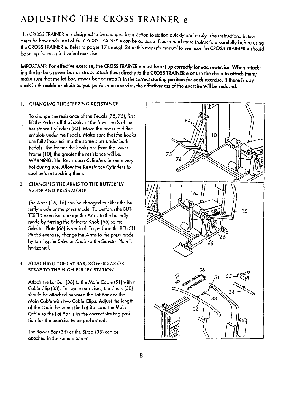 Adjusting the cross trainer e | Sears 831.15934 User Manual | Page 9 / 26